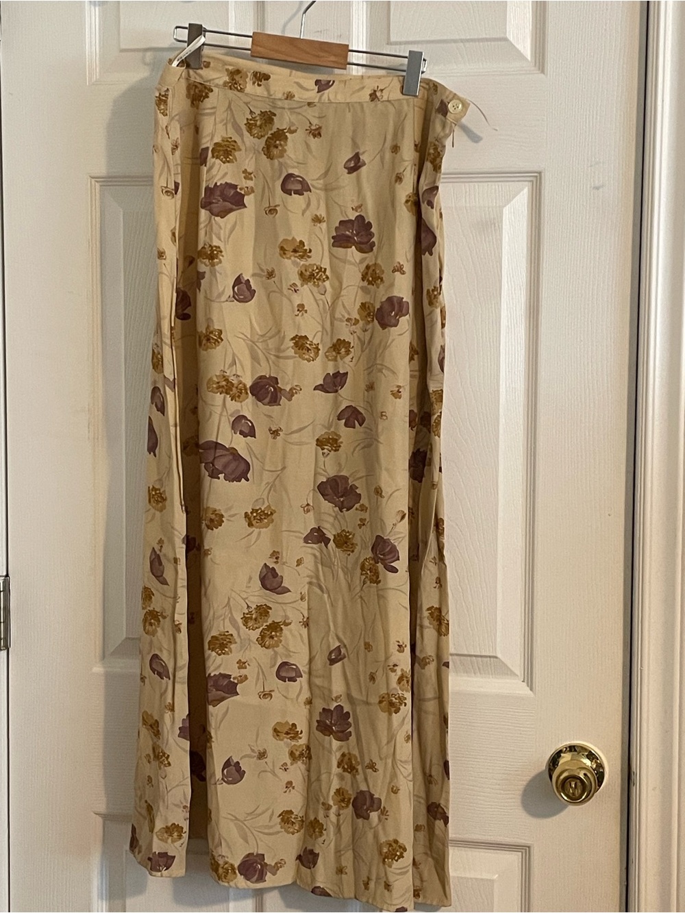 Laura Ashley Viscose Cream Maxi Midi Skirt with Brown Flowers Size M/L